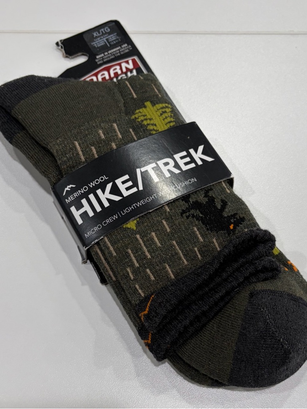 Darn Tough Men's XL Goblin Hike Light Socks Lightweight Micro Crew Green NWT